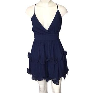 Saints + Secrets Chic Navy Blue Ruffle Mini Dress size XSmall